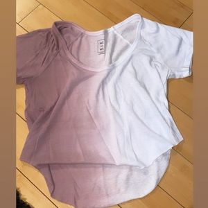 White and purple cropped tee